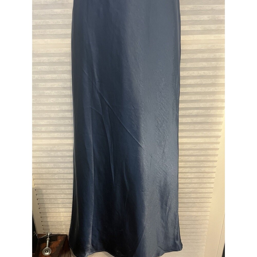 Strapless Satin Slip Dress in Blue - Picture 7 of 12